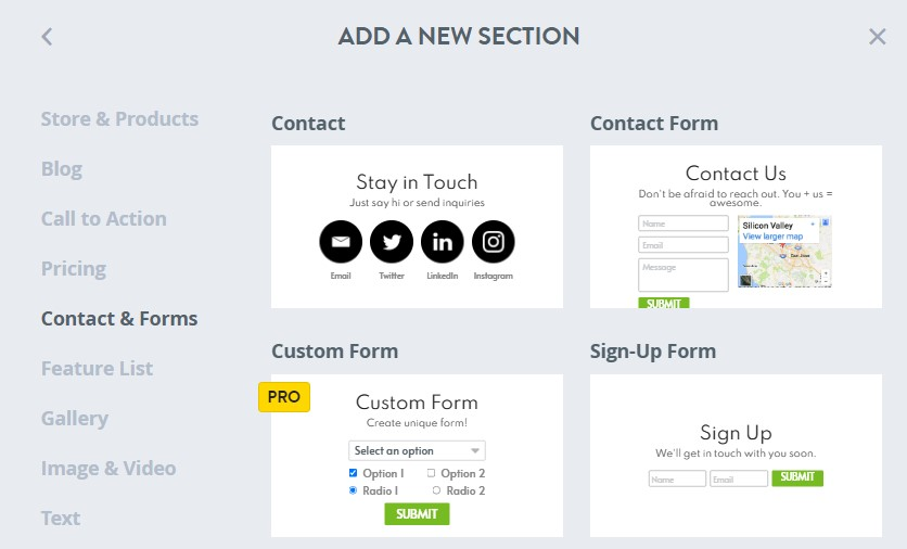Strikingly Contact forms Section Strikingly Contact forms Section